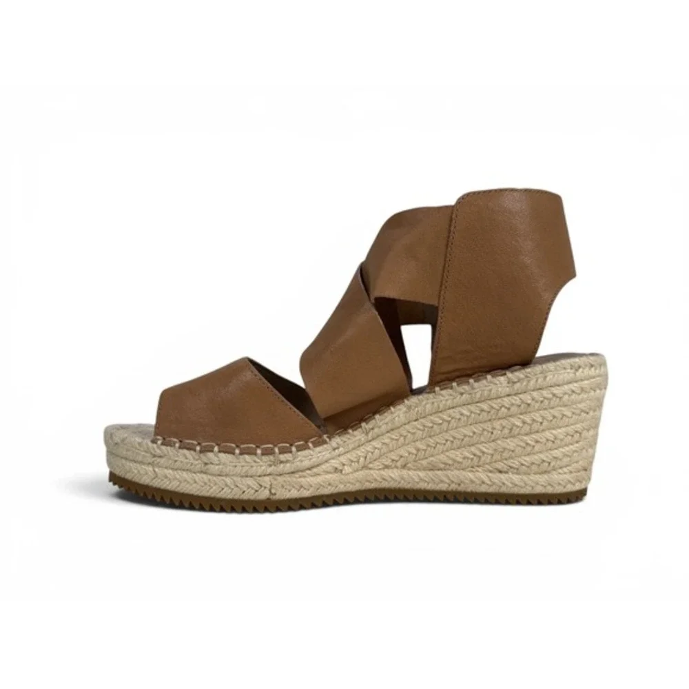 Eileen Fisher‎ Willow Espadrille Wedge Sandal Womens 9 Tan Tumbled Leather